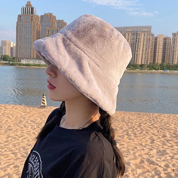 Faux Fur Soft Vegan Bucket Hat Assorted Colors & Prints NEW - Picture 2 of 9